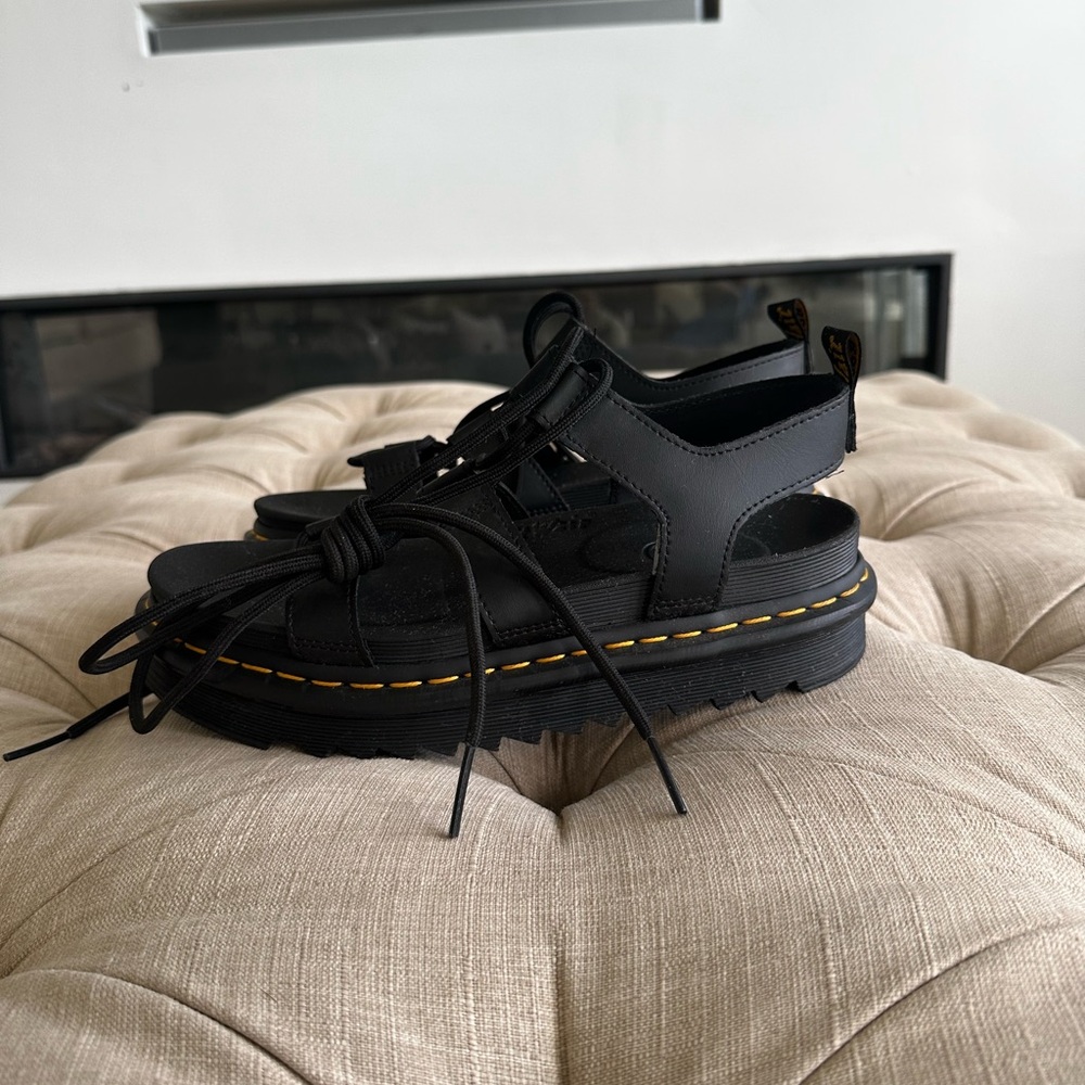 Black Platform Lace-Up Women's Sandals